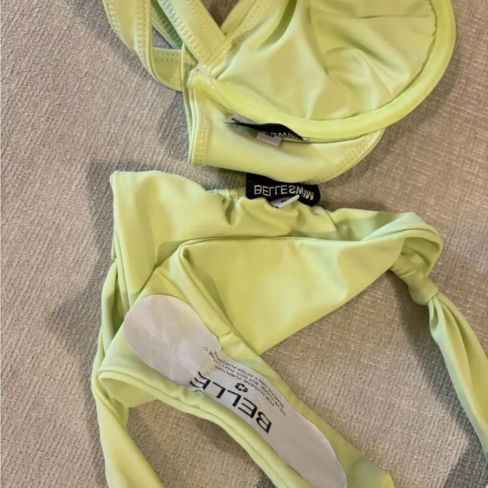 FP x Belle the Label Bikini Set Oracle Top Bare Bottom Honeydew Medium Small NEW